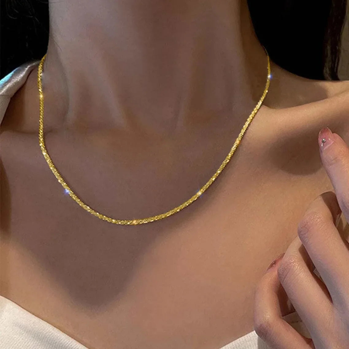 Silber Farbe Funkelnde Halskette Für Frauen Trendy Schlüsselbein Kette Choker Mädchen Hochzeit Partei Schmuck Zubehör