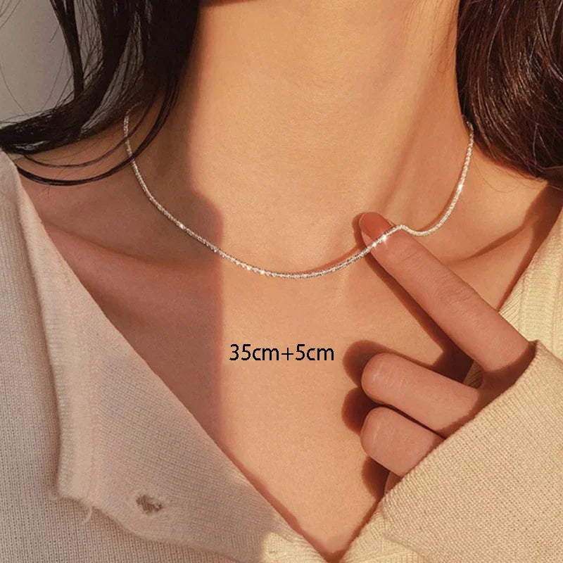 Silber Farbe Funkelnde Halskette Für Frauen Trendy Schlüsselbein Kette Choker Mädchen Hochzeit Partei Schmuck Zubehör