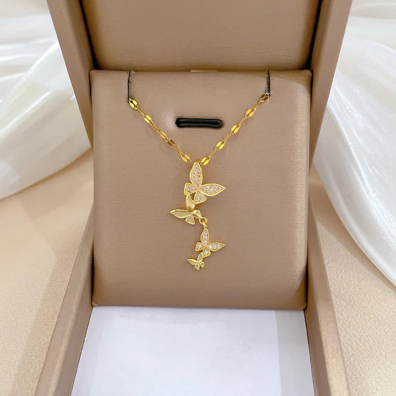 Koreanische Licht Luxus Shell Perle Halskette Für Frauen Edelstahl Micro Intarsien Zirkon Liebe Herz Mond Choker Hochzeit Schmuck