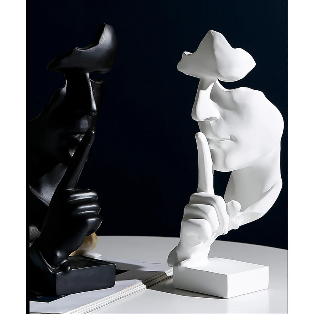 Resin Mask Statue Abstract Statuettes Silence Figurines Sculpture for Interior Office Modern Nordic Home Decoration Accessories