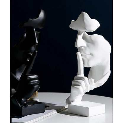 Resin Mask Statue Abstract Statuettes Silence Figurines Sculpture for Interior Office Modern Nordic Home Decoration Accessories
