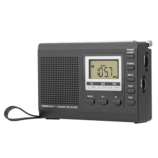 Protable Radio FM MW SW Digital Alarm Clock FM Radio Receiver with Earphone
