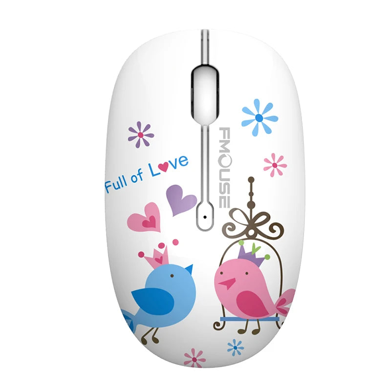 Original FMOUSE M101 Wireless Mouse 2.4G Cute Silent Optical Cartoon Mice With USB Receiver 1600DPI for Laptop PC Gift Macbook