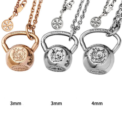 Kettlebell Halskette Fitness für Damen und Herren Nashornkopf Logo Edelstahl Anhänger mygrillz
