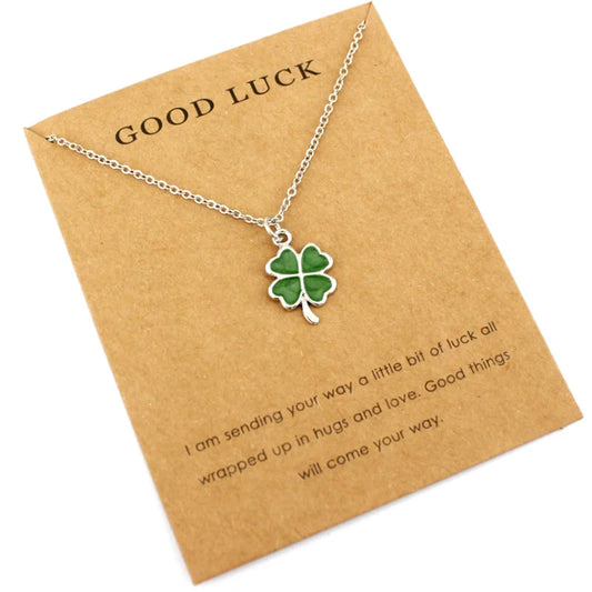 Glückskleeblatt-Anhänger mit vierblättrigem Kleeblatt, Halsketten mit Wellen, Meeresschildkröte, Schmuck für Frauen, Weihnachtsgeschenk für Liebhaber