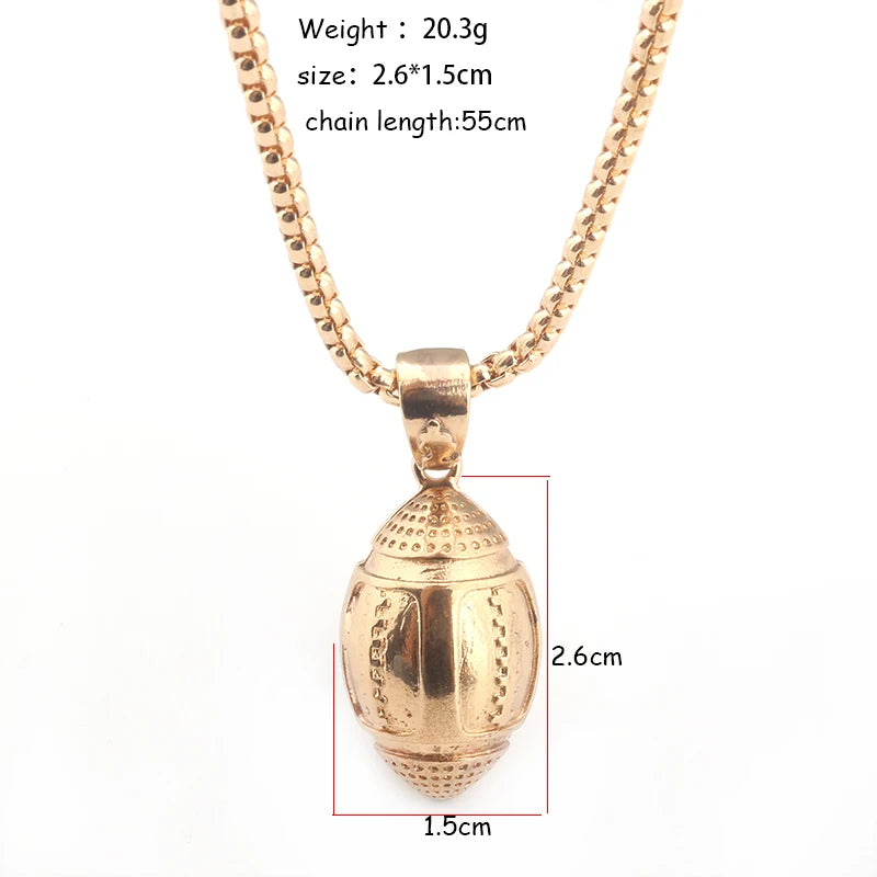 Hip Hop 3D Basketball Pendants Necklaces I Love Basketball Sports Charms Circle Oval Baseball Rugby Men Punk Jewelry Gift