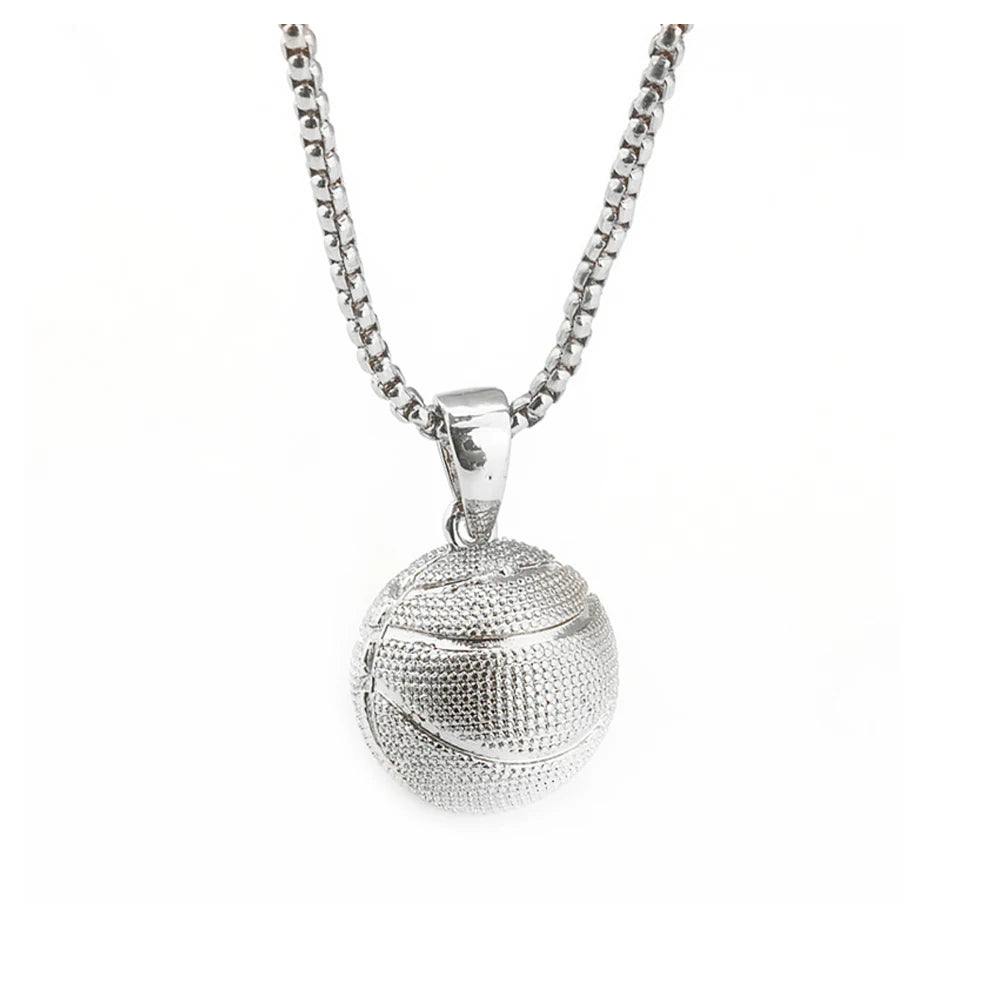 Hip Hop 3D Basketball Pendants Necklaces I Love Basketball Sports Charms Circle Oval Baseball Rugby Men Punk Jewelry Gift