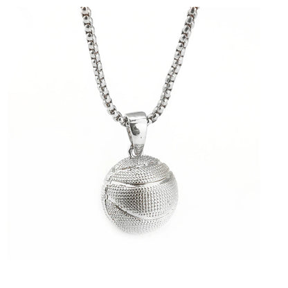 Hip Hop 3D Basketball Pendants Necklaces I Love Basketball Sports Charms Circle Oval Baseball Rugby Men Punk Jewelry Gift