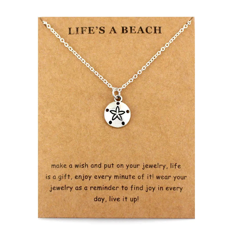Glückskleeblatt-Anhänger mit vierblättrigem Kleeblatt, Halsketten mit Wellen, Meeresschildkröte, Schmuck für Frauen, Weihnachtsgeschenk für Liebhaber