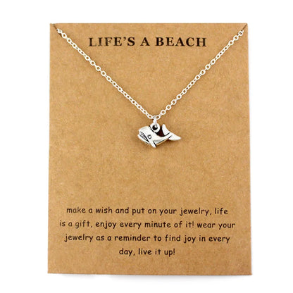 Glückskleeblatt-Anhänger mit vierblättrigem Kleeblatt, Halsketten mit Wellen, Meeresschildkröte, Schmuck für Frauen, Weihnachtsgeschenk für Liebhaber