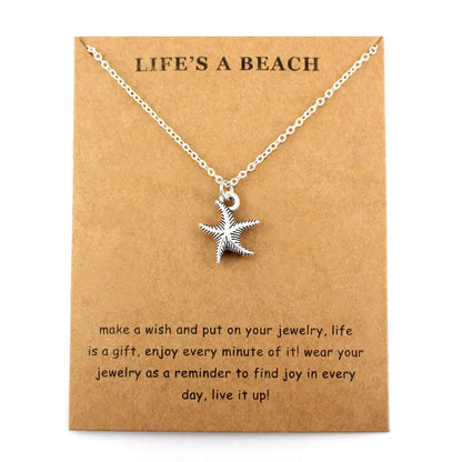 Glückskleeblatt-Anhänger mit vierblättrigem Kleeblatt, Halsketten mit Wellen, Meeresschildkröte, Schmuck für Frauen, Weihnachtsgeschenk für Liebhaber
