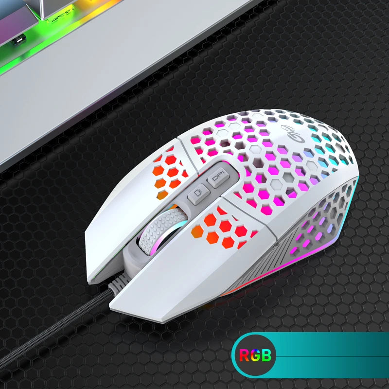 X801 Wired Gaming Mouse Design 7 Programmable Buttons Honeycomb Gaming Mouse RGB Backlit One-Click Desktop Gamer Mouse