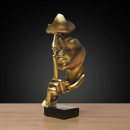 Resin Mask Statue Abstract Statuettes Silence Figurines Sculpture for Interior Office Modern Nordic Home Decoration Accessories