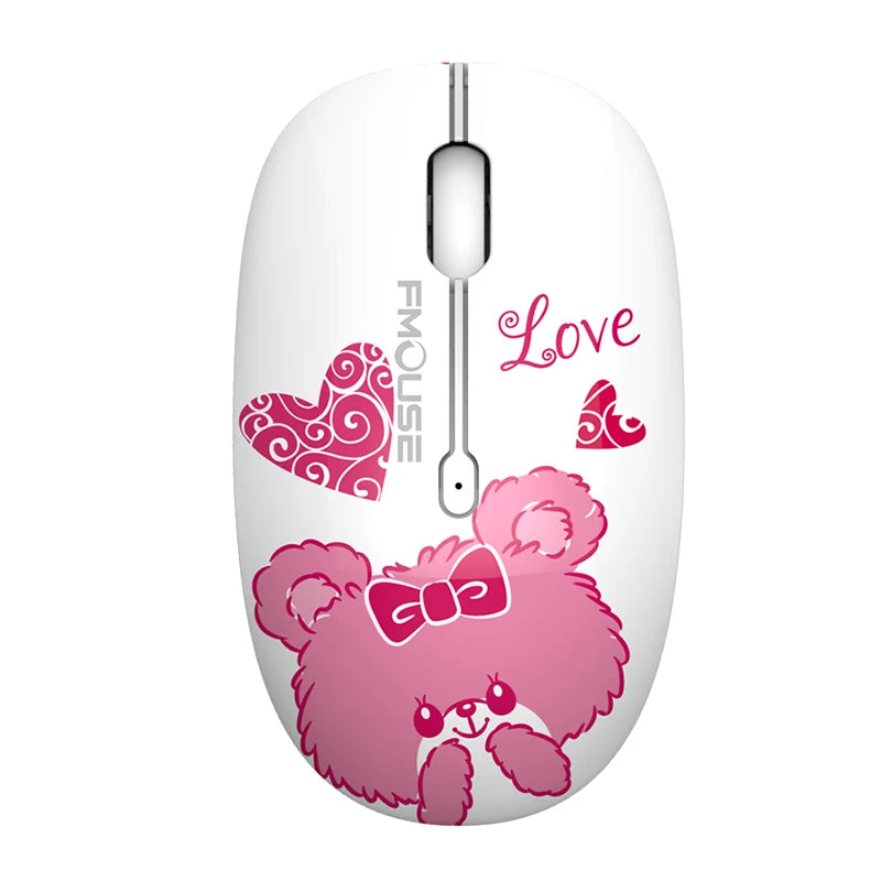 Original FMOUSE M101 Wireless Mouse 2.4G Cute Silent Optical Cartoon Mice With USB Receiver 1600DPI for Laptop PC Gift Macbook