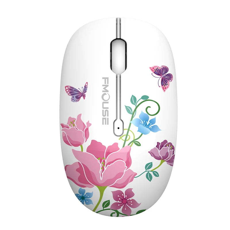Original FMOUSE M101 Wireless Mouse 2.4G Cute Silent Optical Cartoon Mice With USB Receiver 1600DPI for Laptop PC Gift Macbook