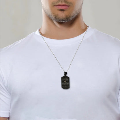 Bible Verse Necklace Cross Stainless Steel Our Father Necklace Tag Pendant Religious Jewelry Black For Christian Prayer Gift