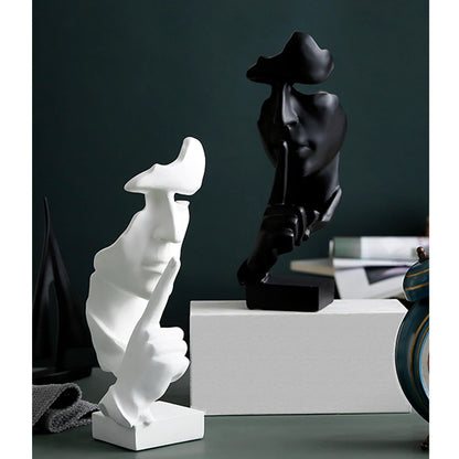 Resin Mask Statue Abstract Statuettes Silence Figurines Sculpture for Interior Office Modern Nordic Home Decoration Accessories