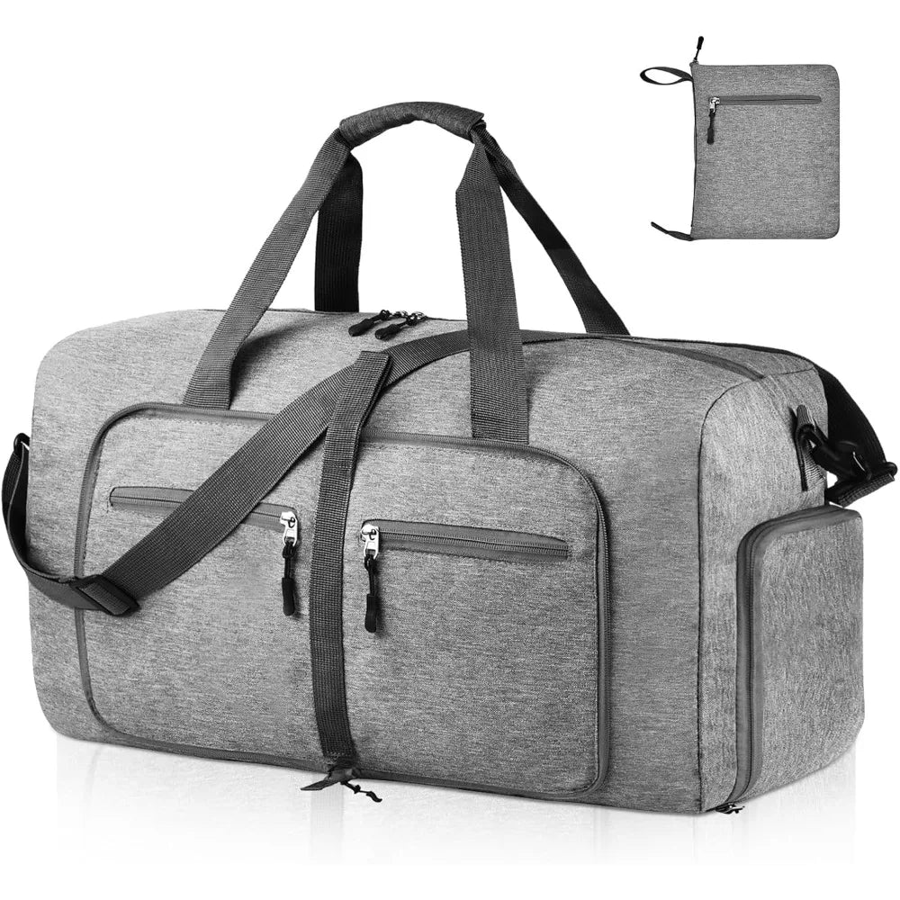 Duffel Bags Foldable Duffle Bag with Shoes Compartment Overnight Bags Waterproof Tear Resistant Clothes Organizer Storage Bag
