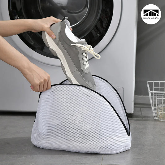 Mesh Fiber Laundry Bag for Shoe and Underwear Wash Bags with Zips for Washing Machines Travel Clothes Storage Organizer Pocket