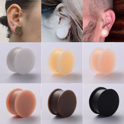 1 Pair Silicone Flexible Thick Ear stretcher Flared Plugs Solid Flesh Tunnel Big Size Ear Gauge Expandar Ear Piercing Jewelry  3mm-50mm
