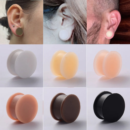 1 Pair Silicone Flexible Thick Ear stretcher Flared Plugs Solid Flesh Tunnel Big Size Ear Gauge Expandar Ear Piercing Jewelry  3mm-50mm