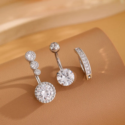 3pcs Gold Color Heart Butterfly Dangled Belly Piercing Sets 14G Stainlees Steel Navel Jewelry for Women Girls Body Belly Rings