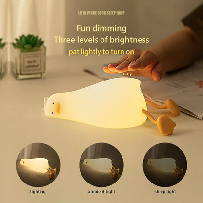 Cute silicone lamps shaped like a lying duck