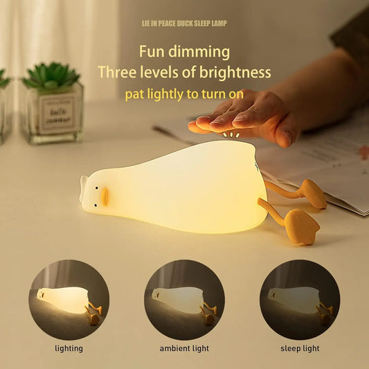 Cute silicone lamps shaped like a lying duck
