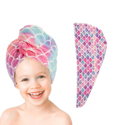 1 pc children's fish scale hair cap, microfiber soft absorbent hair towel, bathroom, living room essential hair drying supplies