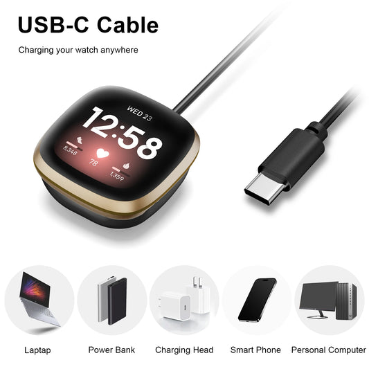 Charging Dock for Fitbit Versa 4/Versa 3/Sense 2