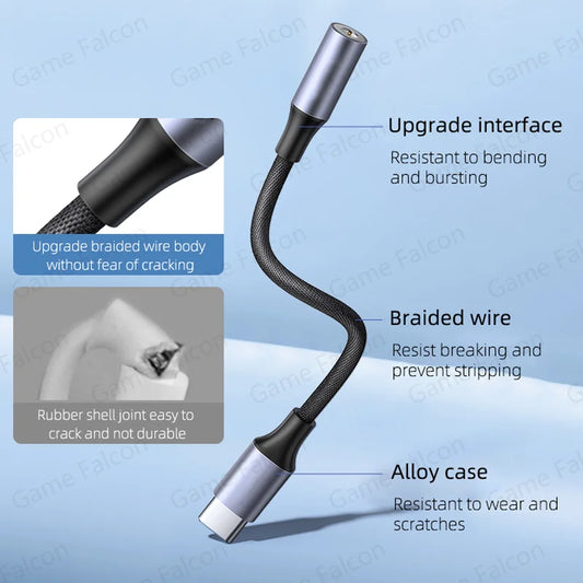Original USB Type-C to 3.5mm Aux Adapter Cable with Type-C Connector