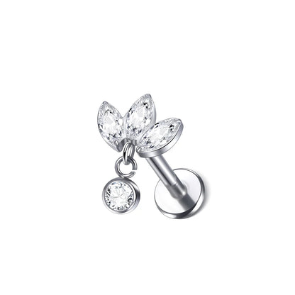 G23 Titanium Labret Monroe  Rings Piercing Zirconia Pendant Ear Cartilage Tragus Lobe Helix Piercing Women Body Jewelry 16G