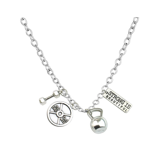 25lbs GEWICHT Langhantel Fitness Kettlebell Hantel Stark ist schön Gewichtheben Halskette Charms Fitness Anhänger Halskette