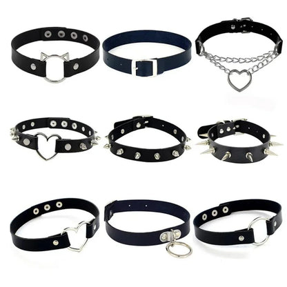 Harajuku Punk Rock Gothic Halsband Halskette Frauen Sexy PU Leder Herz Schloss Schlüssel Spike Kragen Chocker Gothic Cosplay Zubehör