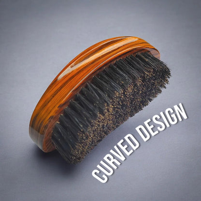 Gracemen 360° Wave Brush for Men Curved Hair Brush Medium Hard 50% Boar Bristles+50% Nylon Brush Yellow Color Hair & Beard Brush