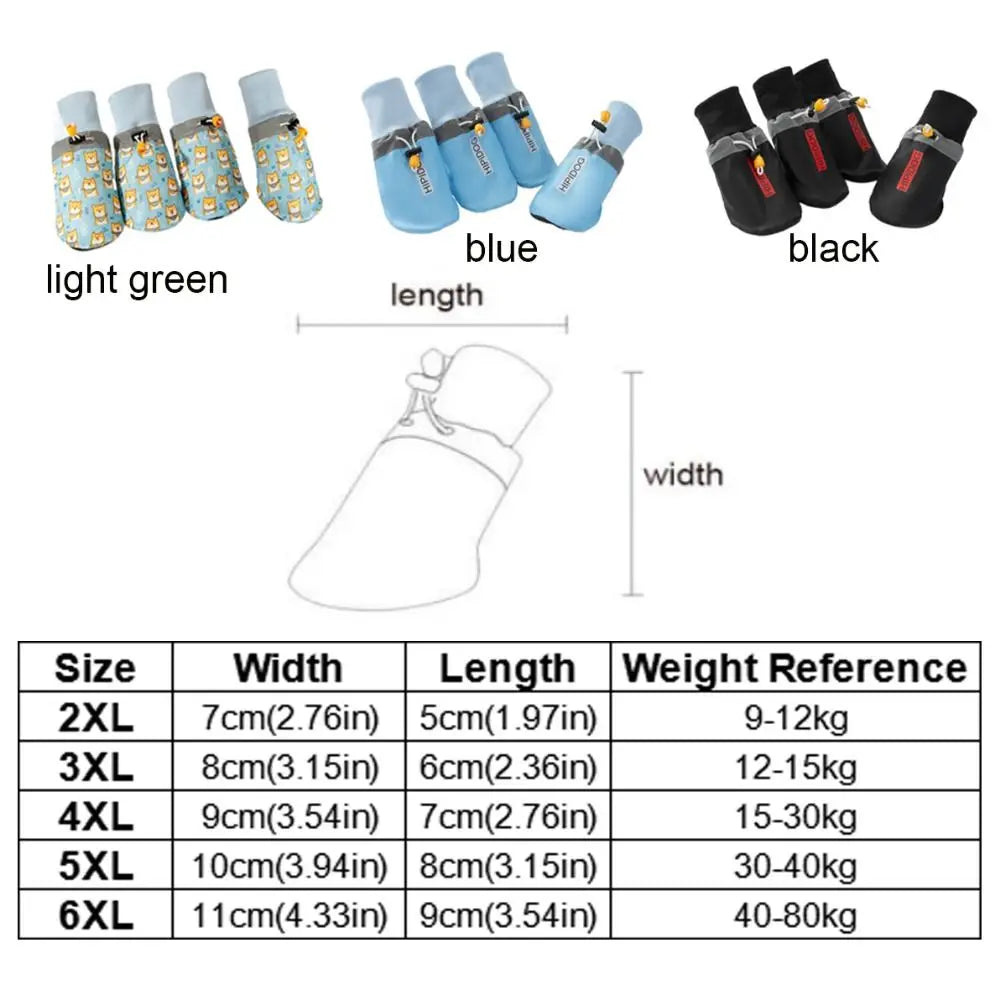 4pcs/set Soft Large Dog Foot Cover Breathable Adjustable Dog Shoes Socks Wear Resistant Non-slip Dog Footwear for Large Dogs