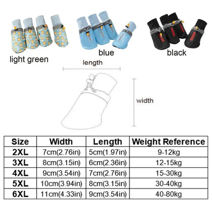 4pcs/set Soft Large Dog Foot Cover Breathable Adjustable Dog Shoes Socks Wear Resistant Non-slip Dog Footwear for Large Dogs