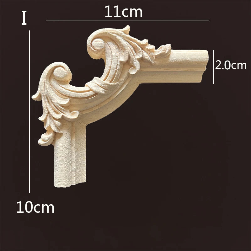 Wood Applique Corner Natural Floral Wood Carved Figurine Craft Home Decoration Accessories Background Wall Decoration Decal