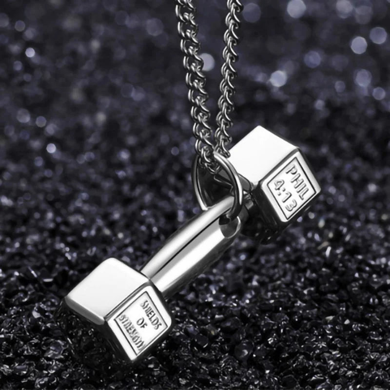 Modische, trendige Kpop-Herrenhalskette mit Fitness-Gravur, Hantelanhänger, Chokerhalskette, personalisierter, einfacher Paarschmuck