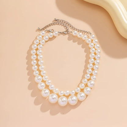 2 Women's European And American Trendy Double Row Large Pearl Necklaces For Outdoor Travel Parties, Holiday Gifts -802057