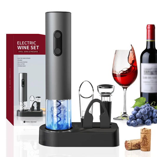 Electric wine bottle opener with foil cutter.
