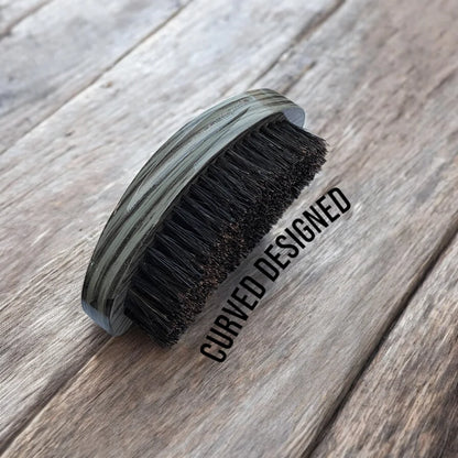 Gracemen Wave Brush 360 Grooming Brush for Wave Hairs Gray Finish Wooden Handle Men's Beard Brush