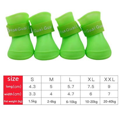 4Pcs Pet WaterProof Rainshoe Anti-slip Rubber Boot For Small Medium Large Dogs Cats Outdoor Shoe Dog Ankle Boots Pet Accessories