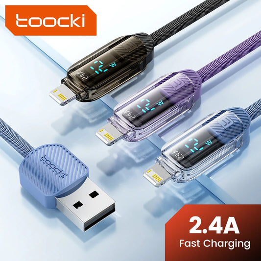 Toocki USB Cable for iPhone 14 13 Pro Max 2.4A PD Fast Charging Charger iP Cable for iPad Data Cord iPhone X XS XR Lighting Wire