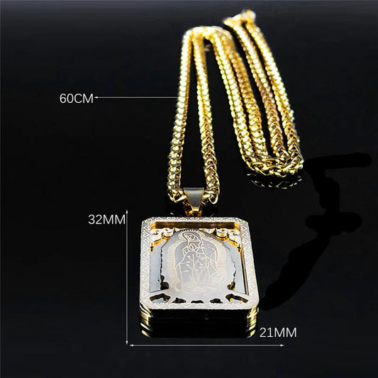 HNSP Medal Necklace Stainless Steel Virgin Mary Pendant Chain For Men Religious Jewelry Accessories