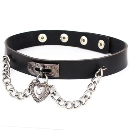 Harajuku Punk Rock Gothic Halsband Halskette Frauen Sexy PU Leder Herz Schloss Schlüssel Spike Kragen Chocker Gothic Cosplay Zubehör