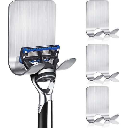 304 Stainless Steel Shaver Hook Stand Self Adhesive Hanger Heavy Duty Utility Storage Hook Bathroom Organizer Black Wall Hooks