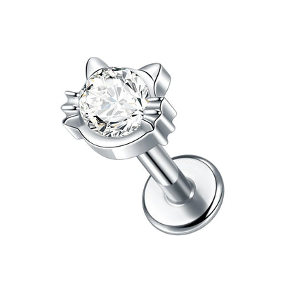 1 pieza de pendientes de titanio de 16 g con parte trasera plana para cartílago, piercing de cristal para labio, trago, hélix, lóbulo, joyería para mujer.