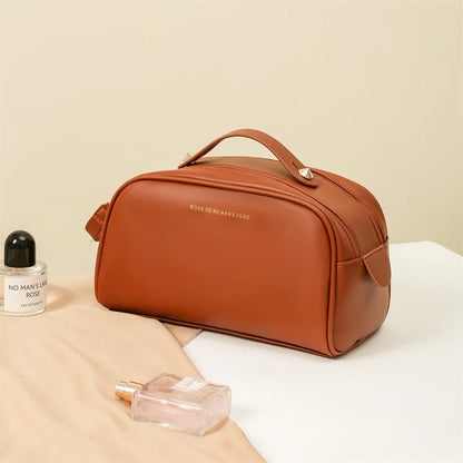 Large Opening ,High-Capacity  PU leather Makeup Organizer Portable Women Cosmetic Storage Bag Washbag