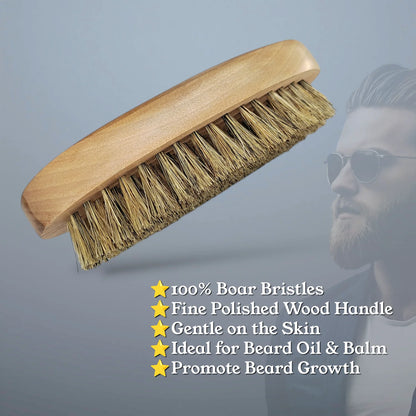 Gracemen Beard Brush 100% Boar Bristles and Natrual Wooden Handle Men's Facial Hair Grooming Cleaning Brush